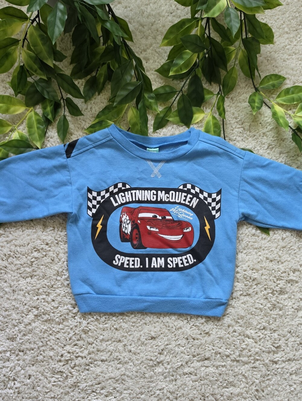 Baby Boy Cars (Lightning McQueen) "I Am Speed" Blue Sweatshirt (9-12 Months)
